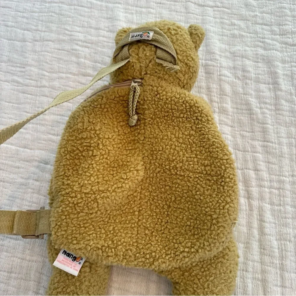 Vintage The Original Mango Teddy Bear SLING Plush 90s Y2K Retro Beige FLAW